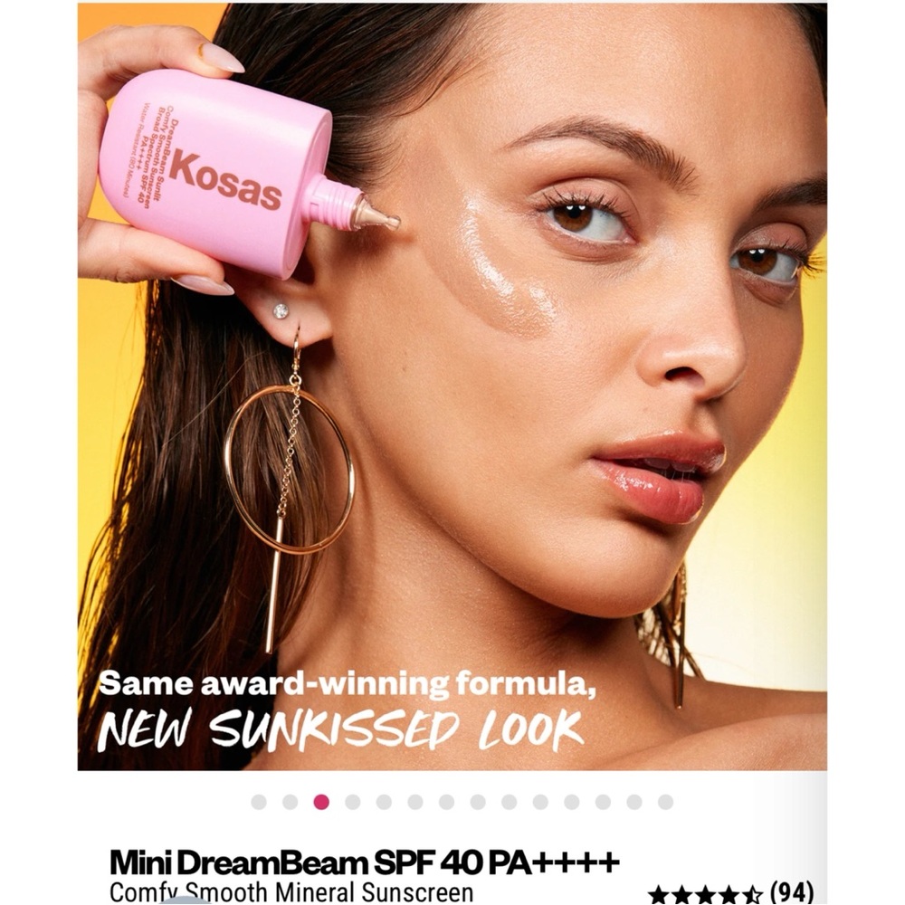 Kosas DreamBeam SPF 40 Mineral Sunscreen - Pink and Gold - Picture 3 of 5